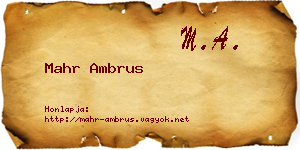 Mahr Ambrus névjegykártya